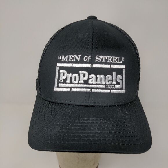 Pro Panels Inc Men Of Steel Black Strap Back Hat Outdoor Cap Platinum OSFA - Picture 3 of 12